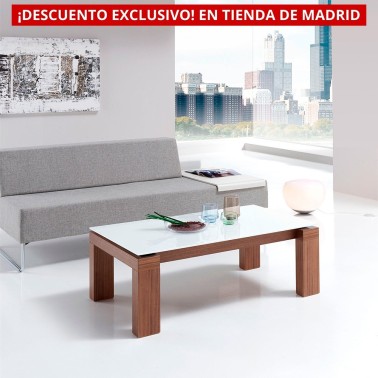 mesa de centro armonia de Indesan con tapa de cristal