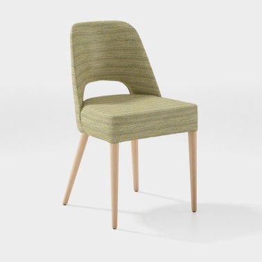 Silla comedor tapizada patas madera SMART