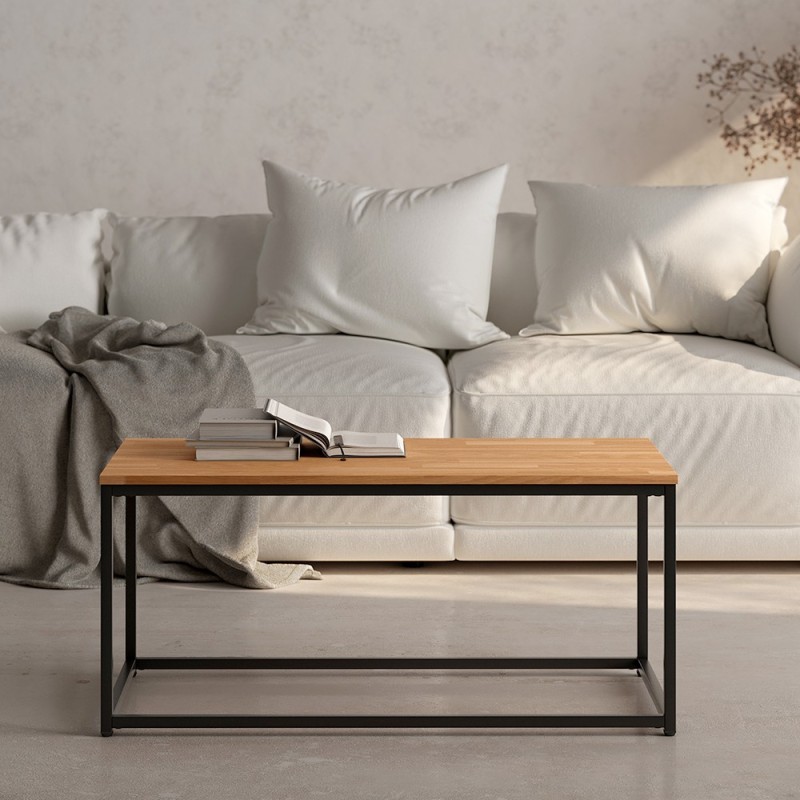 Mesa de centro 110x50 madera y metal