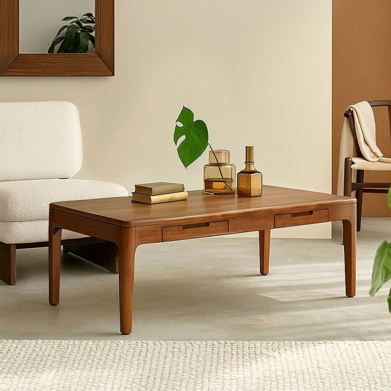 Mesa de centro estilo nordico con 2 cajones