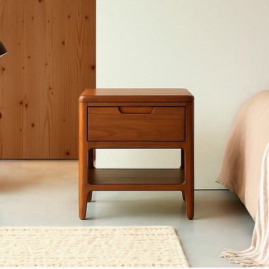 Mesita de noche nordica con 1 cajon y estante Oporto