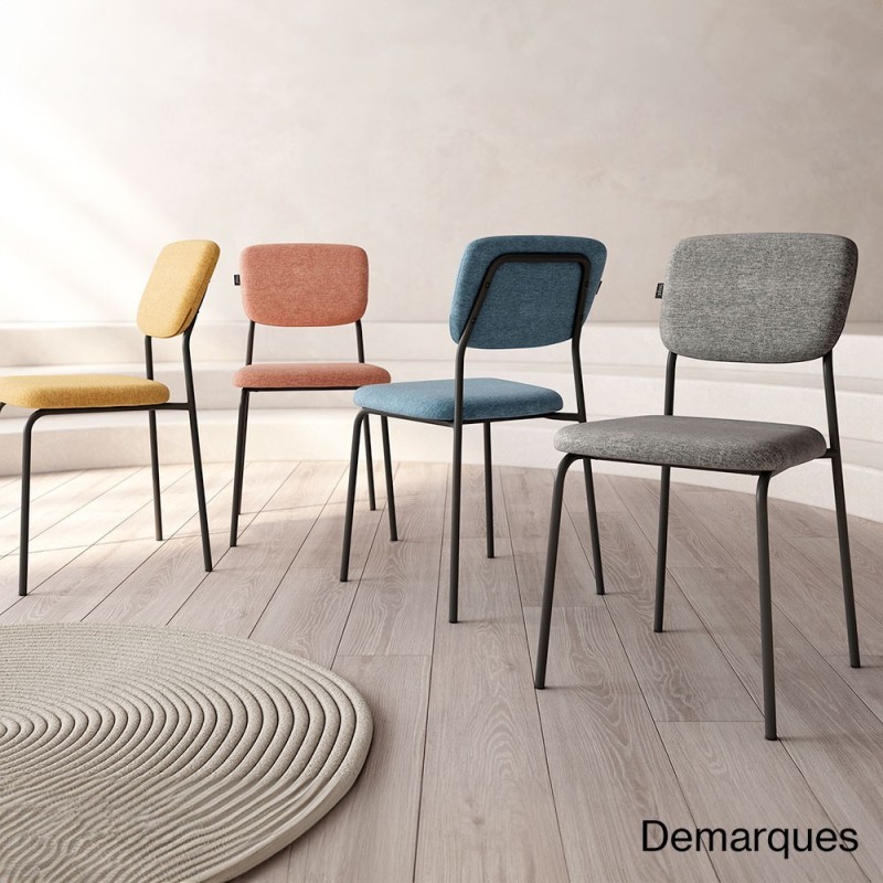 Pack 4 sillas tapizadas estructura metalica Kioto