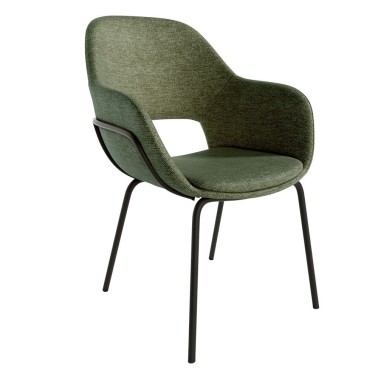 Silla tapizada con reposabrazos estructura metalica negra Sidney