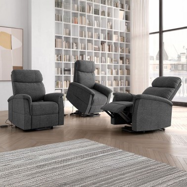 Sillon relax tapizado power-lift 1 motor Mia - Compra online