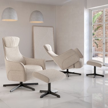 Sillon relax manual tapizado con ottoman Kiara - Compra online