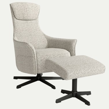 Sillon relax manual tapizado con ottoman KIARA jaspe