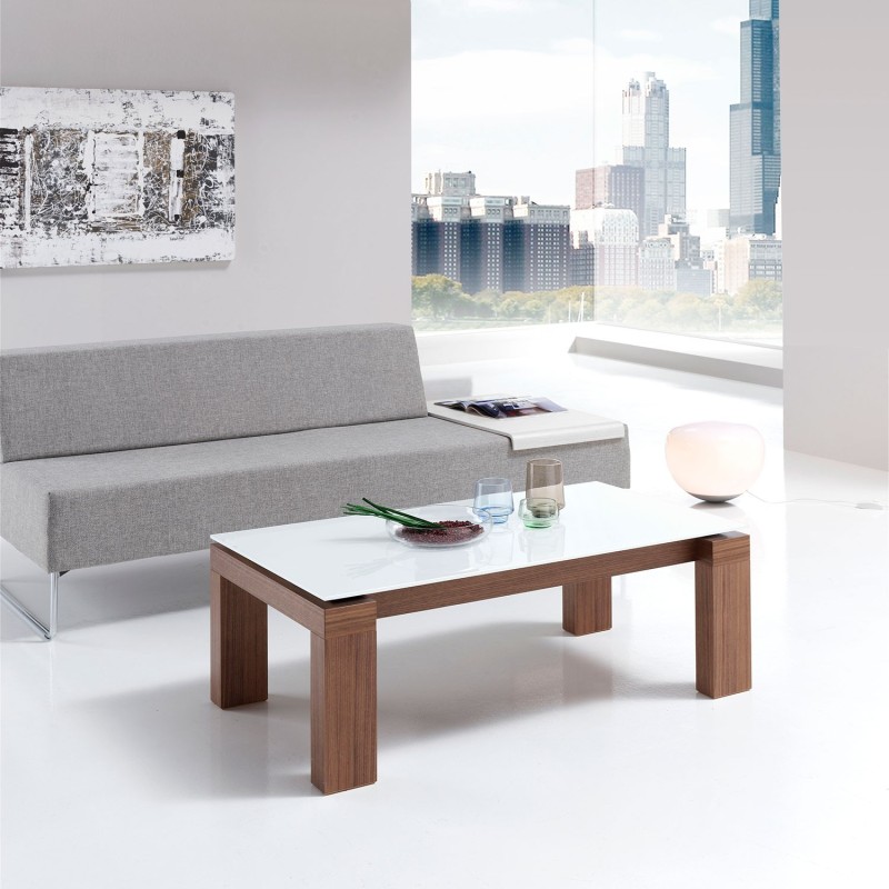 mesa de centro armonia de Indesan con tapa de cristal
