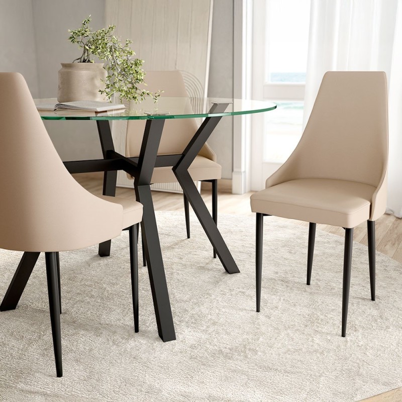 Silla tapizada tela Nums y estructura metalica negra Oslo