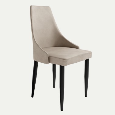 Silla tapizada tela Nums y estructura metalica negra Oslo