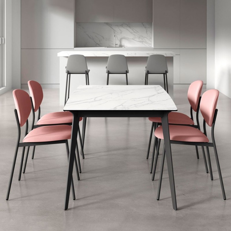 Mesa cocina INFINITY de Cancio encimera porcelanico y patas metalicas