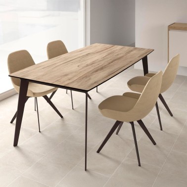 Mesa cocina extensible INFINITY encimera porcelanico y patas metal