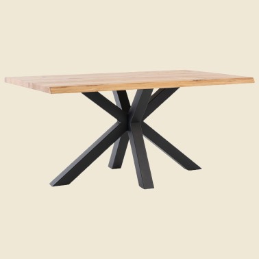 Mesa de comedor madera maciza y patas metalicas negras Grace