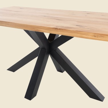 Mesa de comedor madera maciza y patas metalicas negras Grace