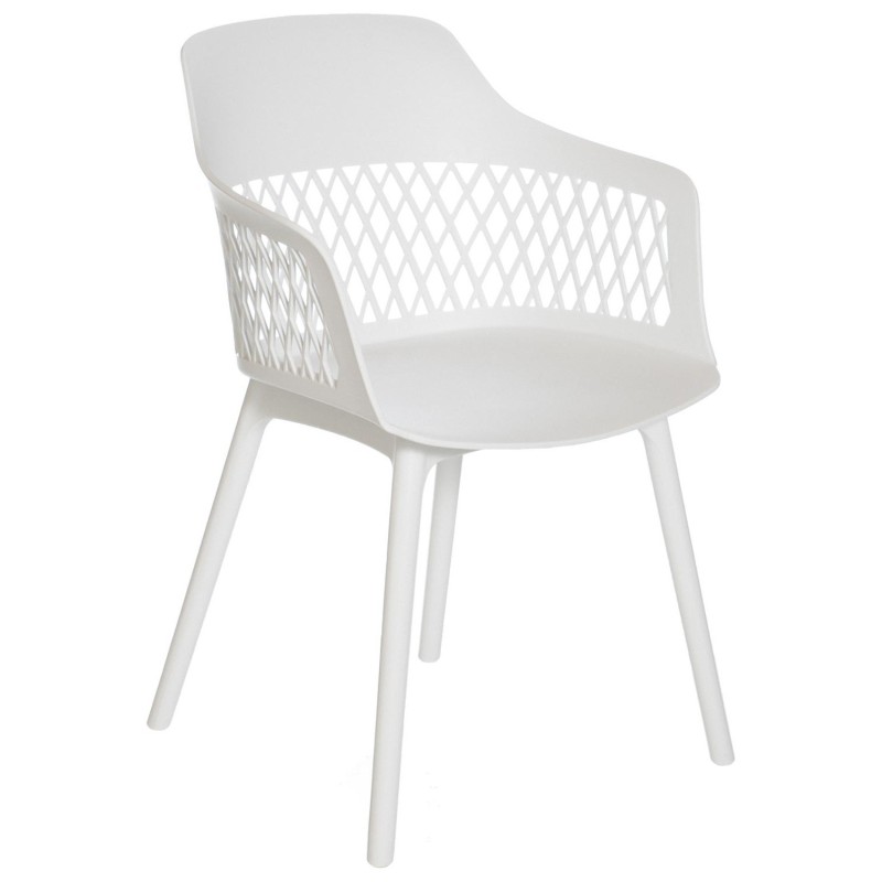 Silla de cocina en polipropileno con reposabrazos y patas metalicas HAYDEN