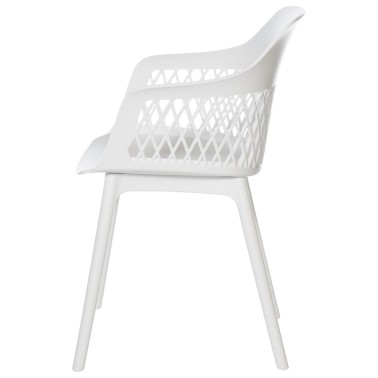 Silla en polipropileno blanco con reposabrazos Jayden