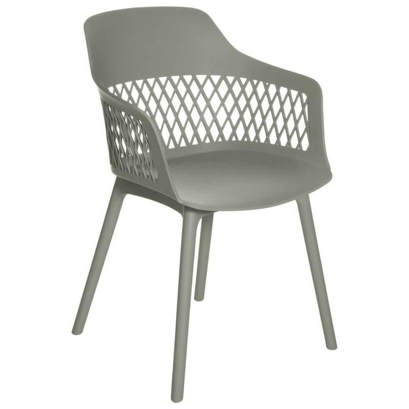 Silla verde en polipropileno con reposabrazos Jayden