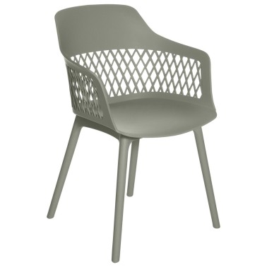 Silla verde en polipropileno con reposabrazos Jayden