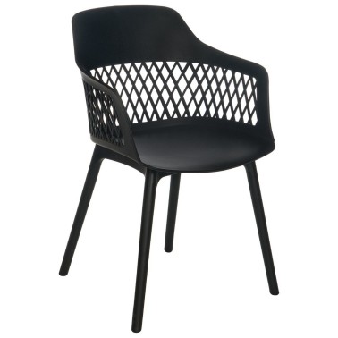 Silla negra en polipropileno con reposabrazos HAYDEN