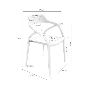 Silla apilable en polipropileno blanco Renata