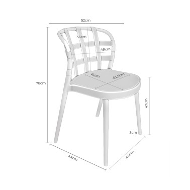 Silla apilable blanca en polipropileno Gina