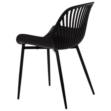 Silla negra en polipropileno y patas metalicas Rania