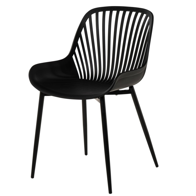 Silla negra en polipropileno y patas metalicas RANIA