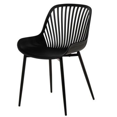 Silla negra en polipropileno y patas metalicas RANIA