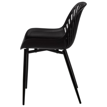 Silla negra en polipropileno y patas metalicas Rania
