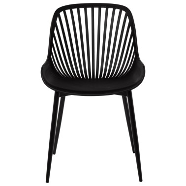 Silla negra en polipropileno y patas metalicas Rania
