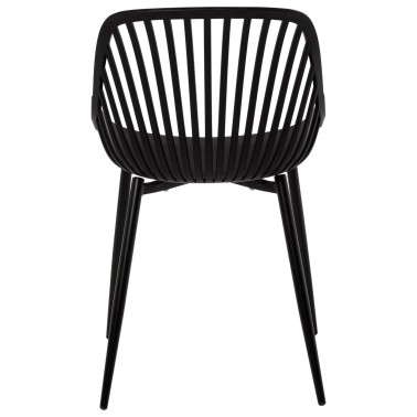 Silla negra en polipropileno y patas metalicas Rania