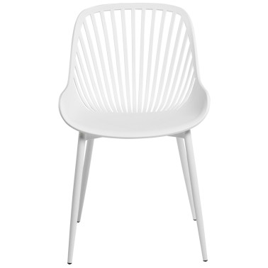Silla blnaca en poliprpileno y patas metalicas Rania