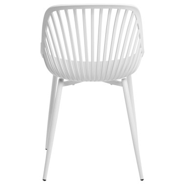 Silla blnaca en poliprpileno y patas metalicas Rania