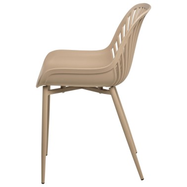 Silla beige en polipropileno y patas metalicas Rania
