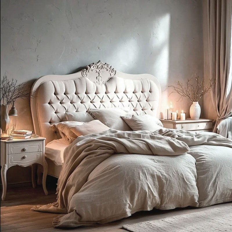 Cabecero clasico tapizado capitone para cama 150 Piau