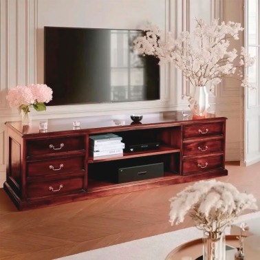 Mueble de TV clasico con 6 cajones