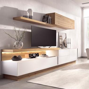 Mueble de salon moderno ancho 270 cm UDO 4 Nordic y blanco