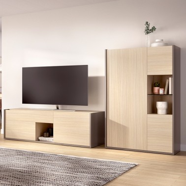 Mueble de salon roble y grafito UDO 8