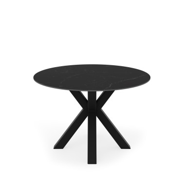 Mesa redonda porcelanico y metal Fiorella negro/negro