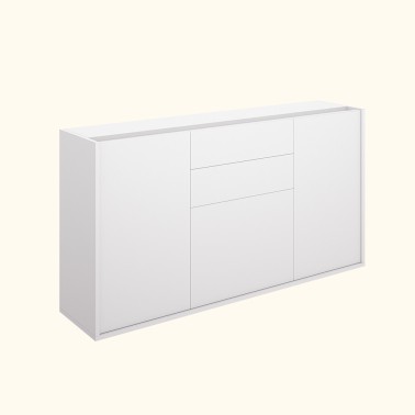 Aparador blanco con 3 puertas y 2 cajones 150x45x74,5 UDO