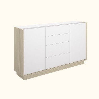 Aparador nordico 2 puertas y 4 cajones 150x45x81,9 UDO Roble/Blanco