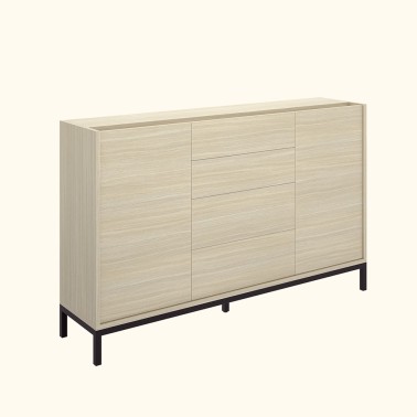 Aparador alto nordico 2 puertas y 4 cajones 150x45x92,4 UDO Roble Aparador alto nordico 2 puertas y 4 cajones 150x45x92,4 UDO Roble