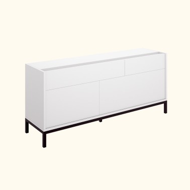 Aparador blanco bajo 2 cajones + 2 puertas 150x45x65 UDO