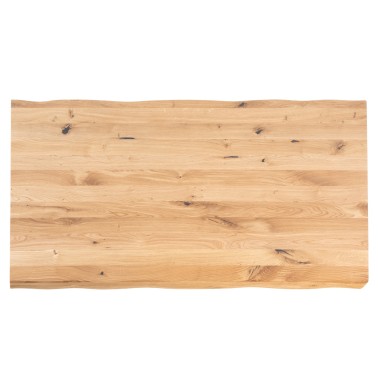 Mesa comedor tapa madera roble y patas metalicas blancas CORINE