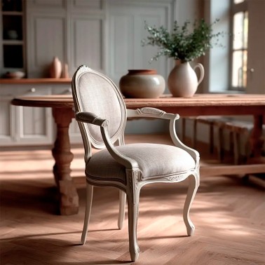 Sillon clasico con apoya brazos en color blanco
