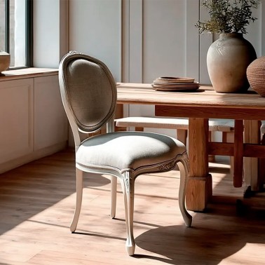 Silla clasica tapizado blanco Celine