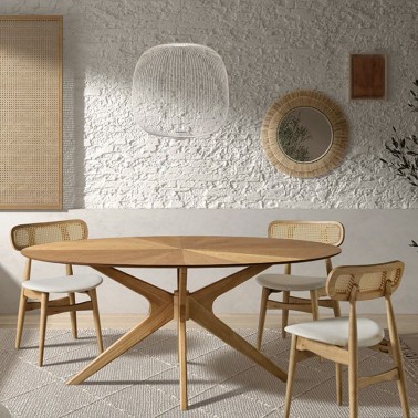 mesa de comedor ovalada 180x100 cm madera de roble Flam