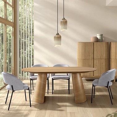 mesa de comedor ovalada en madera de roble Lavik