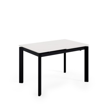Mesa de comedor extensible porcelanico Constance blanco/negro