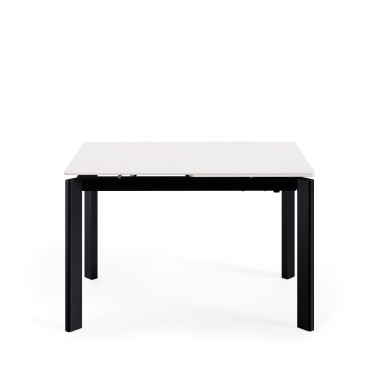 Mesa de comedor extensible porcelanico Constance blanco/negro
