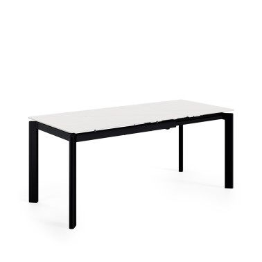 Mesa de comedor extensible porcelanico Constance blanco/negro